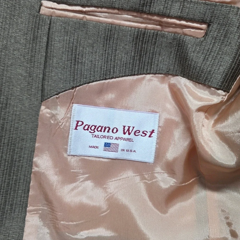 Pagano West Western Suit Men 40R 30W Brown Contrast Yoke Arrow Pockets Vintage